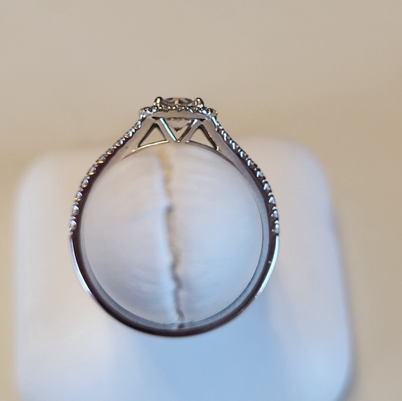 Naledi Sterling Silver Round CZ Halo Split Shank Ring - Picture 3 of 8